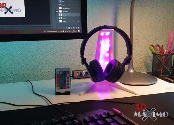 Soporte Auriculares con iluminación led y mando a distancia - Imagen 2